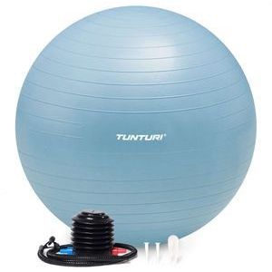 Tunturi Anti Burst Fitness bal met Pomp - Yoga bal 65 cm - Pilates bal - Zwangerschapsbal – 220 kg gebruikersgewicht - Incl Trainingsapp – Lichtblauw