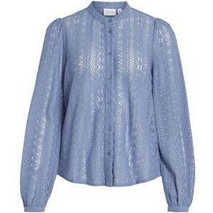 VILA geweven blouse VICHIKKA met kant blauw