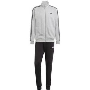 adidas Heren Basic 3-Stripes Fleece Trainingspak, XS Kort, Medium Grijs Hei/Zwart