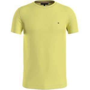 Tommy Hilfiger Stretch Slim Fit Tee, heren T-shirt korte mouw O-hals, lichgeel -  Maat: XS