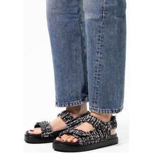 Sacha - Dames - Zwarte chunky sandalen met studs - Maat 38