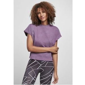 Urban Classics - Short Pigment Dye Cut On Sleeve Dames T-shirt - 2XL - Paars