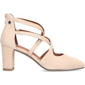 No Stress - Dames - Beige suède pumps met bandjes - Maat 38