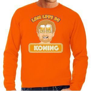 Bellatio Decorations Koningsdag sweater - lam leve de koning - Willem - heren - trui - oranje S