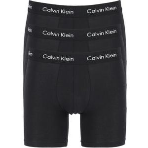 Calvin Klein Cotton Stretch boxer brief (3-pack), heren boxers extra lang, zwart met zwarte tailleband -  Maat: M