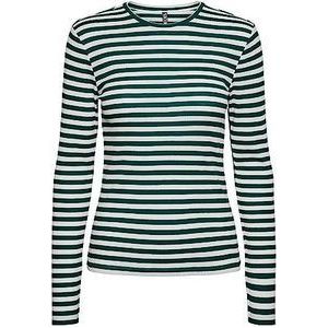 PIECES Pcruka Ls Top Noos Bc Shirt met lange dames,trekking green/strepen: cloud dancer,M