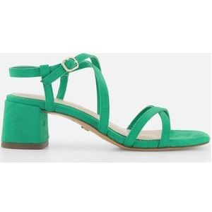 Tamaris Sandalen met hak groen Textiel - Dames - Maat 36