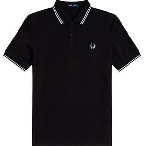 Fred Perry M3600 polo twin tipped shirt - heren polo - Black / White / White - Maat: M