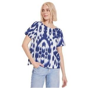 Street One Dames Ls_Printed Ronde hals Blouse W Shirt, deep water blue, 34