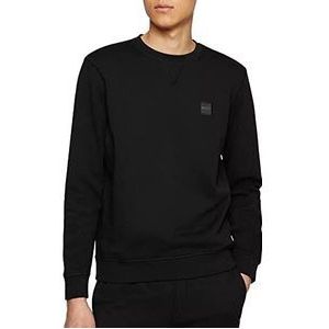 BOSS Westart Relaxed-Fit sweatshirt van katoen met logo-patch, zwart 1, XS