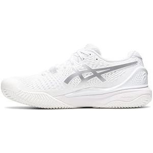 ASICS Resolutie 9 Clay Scarpa da Tennis per Campi Veloci per Donna, Wit Pure Silver, 42.5 EU