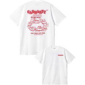Carhartt - T-shirts - S/S Fast Food T-Shirt White / Red voor Heren - Maat L - Wit