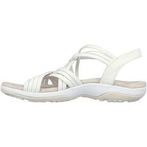 Skechers Stretch Fit 163185 Reggae Slim Sunny Side White sandalen voor dames van elastische stof, Wit, 37 EU