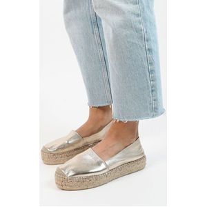 Sacha - Dames - Gouden metallic leren espadrilles - Maat 39