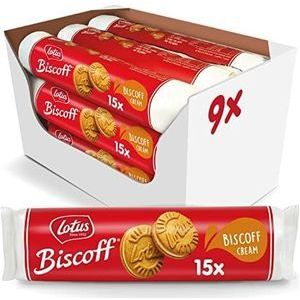 Lotus Biscoff - Gekarameliseerde Sandwich Cookies - Originele Biscoff Cream Filling, 9 x 15 Count