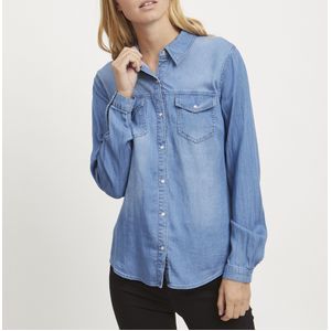 Getailleerd hemd met lange mouwen VILA. Denim materiaal. Maten S. Blauw kleur