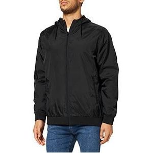 Urban Classics Windbreaker voor heren, stijlvolle windbreaker voor mannen, effen met lichte mesh-inzetstukken en gevoerde capuchon, verkrijgbaar in de maten XS-5XL, in zwart, zwart, XL