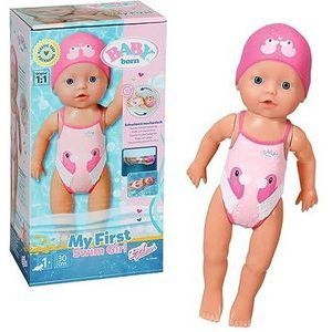 BABY born My First Swim Girl 834060-30cm pop met vast zwempak en muts voor waterspel - Geen batterijen nodig - Geschikt voor kinderen vanaf 1+ jaar.