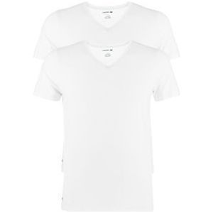 Lacoste heren stretch T-shirts (2-pack), regular fit V-hals, wit -  Maat: XL