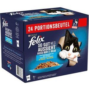 24x85g Vis Selectie in Gelei Felix Elke Dag Feest Kattenvoer