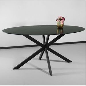 Eettafel ovaal 160cm Figo marmerlook zwart ovale tafel steen