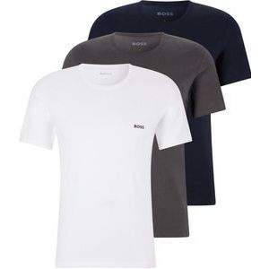 HUGO BOSS Classic T-shirts regular fit (3-pack) - heren T-shirts O-hals - grijs - wit - navy - Maat: XXL