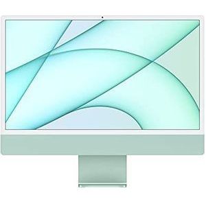 Apple iMac-all-in-one-desktop (2021) met M1-chip: 8 core CPU, 7 core GPU, 24 inch Retina-display, 8 GB RAM, 256 GB SSD-opslag, 1080p FaceTime HD-camera. Werkt met iPhone/iPad; groen