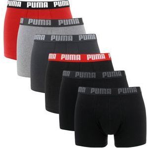 Puma Basic Heren Boxer 6-pack - Grijs/Rood/Zwart - Maat M