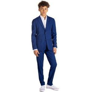 OppoSuits Daily Dark Blue - Casual Tiener Pak - Voor Bruiloften, Schoolfeesten en Casual Chic - Inclusief Pantalon en Blazer - Blauw - Maat: EU 134/140 - 10 Jaar