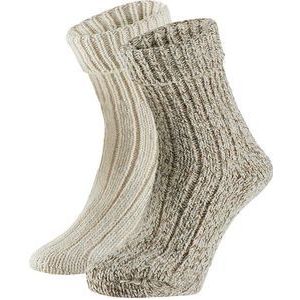 Apollo - Wollen sokken dames - Huissok dames - Beige - 2-Pak - Maat 35/38 - Fluffy sokken - Slofsokken - Huissokken - Warme sokken - Winter sokken