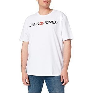 JACK & JONES T-shirt in grote maten voor heren, katoenen jersey, wit, 6XL
