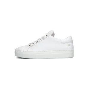 Nubikk Witte Leren Sneakers met Gouden Accenten , White , Dames , Maat: 42 EU