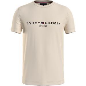 Tommy Hilfiger Tommy Logo Tee, heren T-shirt korte mouw O-hals, beige -  Maat: XL