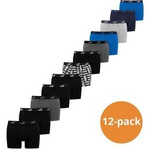 Puma Boxershorts Promo 12-pack -Zwart / Blauw - Heren boxers voordeelpakket - Maat XL