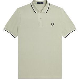 Fred Perry M3600 polo twin tipped shirt, pique, Seagrass / Snow White / Black -  Maat: XXL