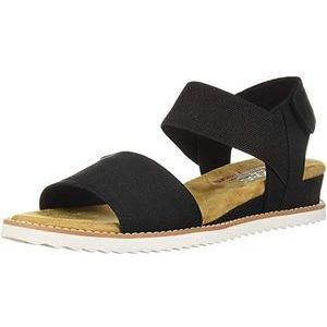 Skechers Desert Kiss Platte sandalen voor dames, Black Microfiber Suede Gore Trim, 35 EU