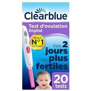 Clearblue Digitale ovulatietest, helpt je bij het ontwerpen, het is bewezen, 1 digitaal apparaat en 20 tests, signaleert je 2 vruchtbaarste dagen om je kansen op natuurlijke conceptie te maximaliseren