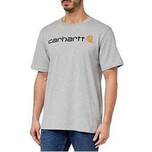 Carhartt Relaxed Fit Heavyweight T-shirt met korte mouwen en logo heren T-Shirt T-shirt, Heather Grey, XXL