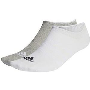 adidas Thin and Light 3 Pairs Invisible Sokken/Sneakersokken, Medium Grey Heather/White/Black, XL