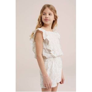 WE Fashion playsuit met ruches wit