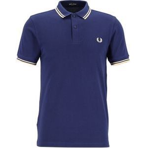 Fred Perry M3600 polo twin tipped shirt, pique, French Navy / Ice Cream -  Maat: 3XL