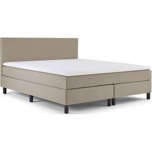 Maxi Owen Plus Boxspring 120x200 cm - Gestoffeerde Boxspring met Matras - Bed - Beige - Tweepersoonsbed