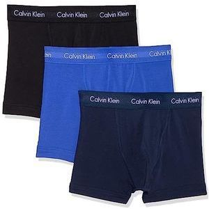 Calvin Klein heren Onderbroek 3P Trunk,Blauw (Black/Blueshadow/Cobaltwater Dtm Wb 4ku),XS