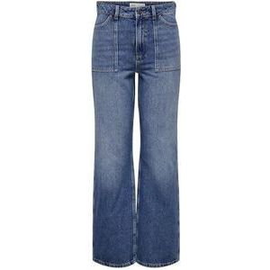 Jacqueline de Yong JDYMAYA High Waist Jeans DNM NOOS Damesjeans, wijd gesneden, blauw (medium blue denim), XXS x 32L