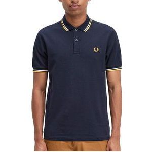 Fred Perry M3600 polo twin tipped shirt - pique - Navy / Ecru / Golden hour - Maat: L