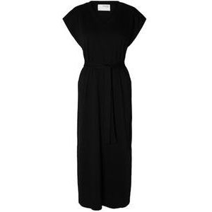 SELECTED FEMME Vrouwelijke midi-jurk met V-hals, zwart, XS