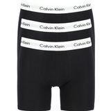 Calvin Klein Cotton Stretch boxer brief (3-pack), heren boxers extra lang, zwart met witte tailleband -  Maat: S