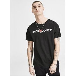 T-shirt met ronde hals en korte mouwen, bedrukt vooraan JACK & JONES. Katoen materiaal. Maten XXL. Zwart kleur