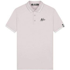 Malelions polo met logo taupe/white