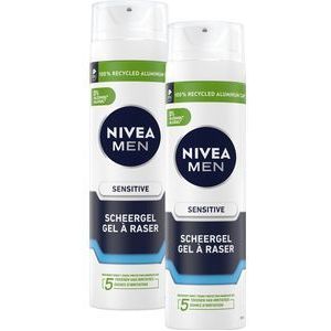 NIVEA MEN Sensitive Scheergel - Bevat Kamille, Hamamelis en Hydraterende Vitamine E - Voor de gevoelige huid - Voordeelverpakking 2 x 200 ml